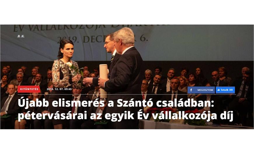 Hubai Péterné az Év Vállalkozója 2019-ben